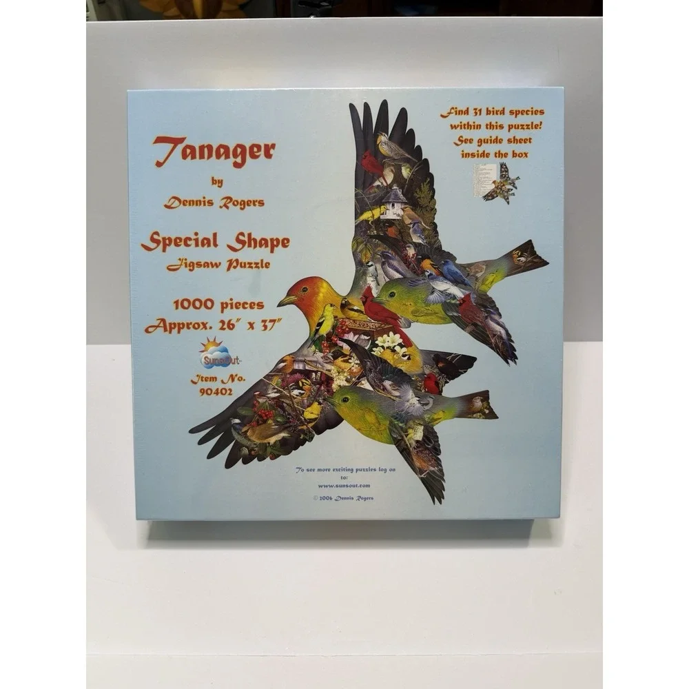 SunsOut Tanager Dennis Rogers Special Shape 1000 Piece Jigsaw Puzzle 90402 Birds
